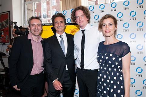 Dogwoof's Andy Whittaker, Oli Harbottle and Anna Godas with producer Lawrence Bender (second from right)